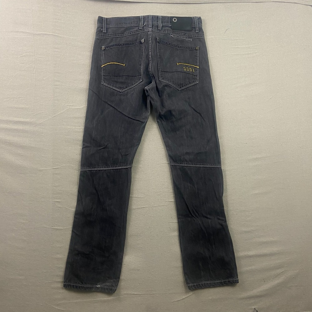 G-Star Raw 3301 Straight Leg Jeans Mens 32x34 Faded Black Contrast Stitch GS RAW